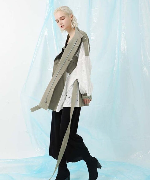 Lace Switching Short Coat